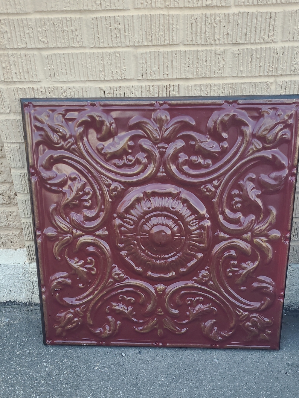 Embossed Decorative Wall Panel in Burgundy